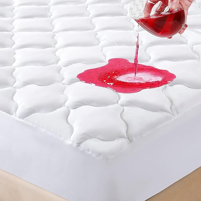 Waterproof Mattress Protector Twin XL Size, 6''-21'' Deep Pocket Fitted Quilted Mattress Pad Cover, Breathable Hollow Cotton Mattress Cover