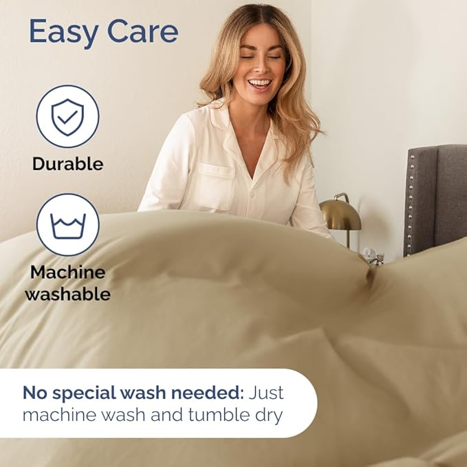 King Size 4 Piece Sheet Set - Comfy Breathable & Cooling Sheets - Hotel Luxury Bed Sheets for Women & Men - Deep Pockets, Easy-Fit, Extra Soft and Wrinkle Free Sheets - Beige Oeko-Tex Bed Sheet Set