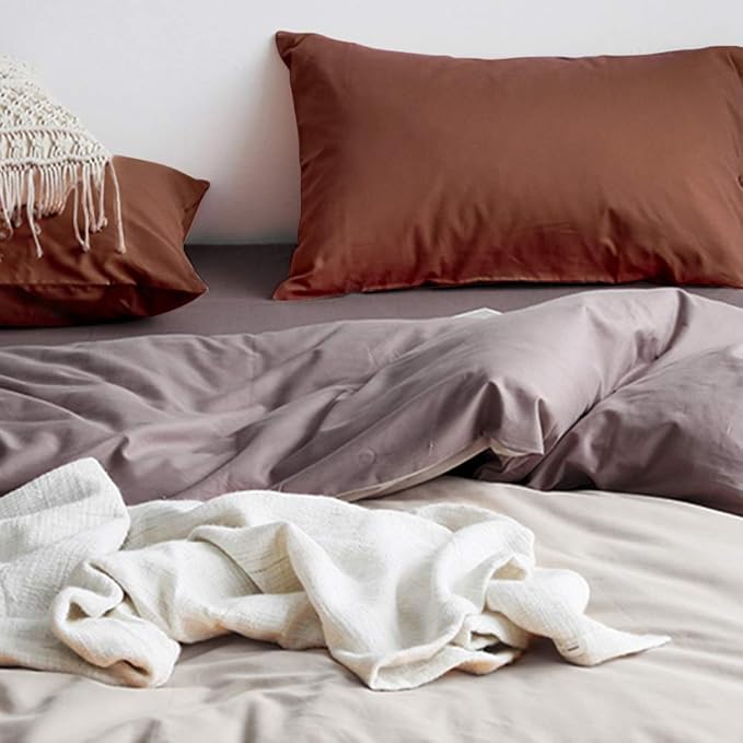FLXXIE King Pillow Cases Set of 2, Soft Microfiber Pillow Covers with Envelope Closure, Wrinkle, Fade and Stain Resistant Pillowcases, 20x36, Brown