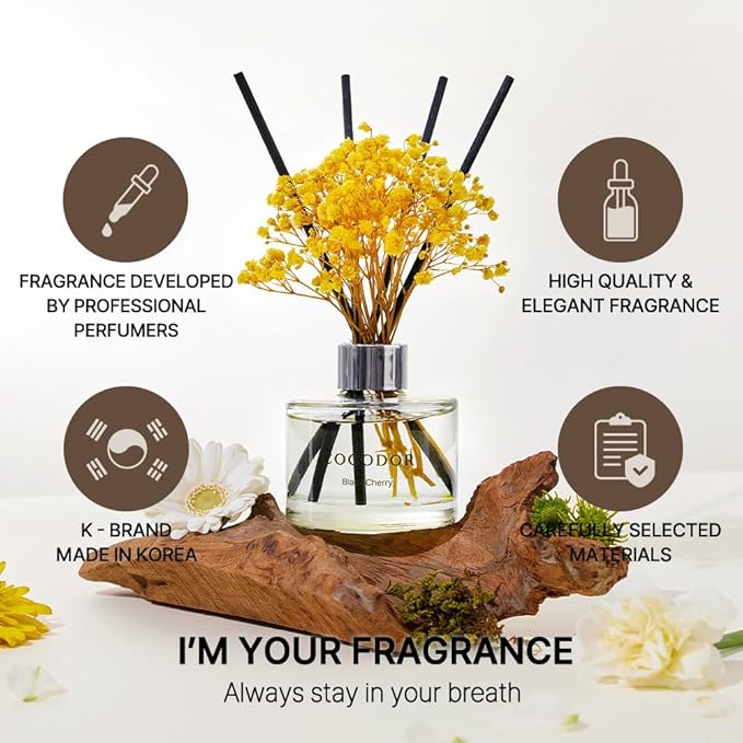 COCODOR Preserved Real Flower Reed Diffuser/Cashmere Vanilla / 6.7oz(200ml) / 2 Pack/Reed Diffuser Set, Oil Diffuser & Reed Diffuser Sticks, Home Decor & Office Decor, Fragrance and Gifts