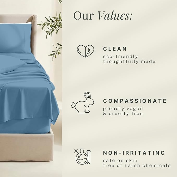 Hearth & Harbor Extra Deep Pocket King Size Sets - Fits Mattress 18-24 Inches Deep - Extra Deep Pocket Sheets - 6 Piece King Size - Blue Heaven