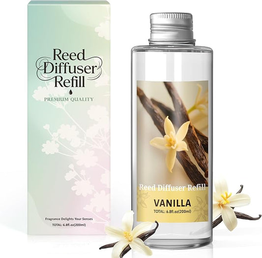 SCENTORINI Reed Diffuser Oil Refill, Vanilla Diffuser Oil 6.76 Fl Oz, Natural Scented Essential Oil Refill Long Lasting Summer Home Fragrance for Room Spa Aromatherapy Bathroom Home Hotel Decor