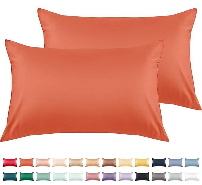 Warmstar Cotton Pillow Cases King Size Set of 2, 600 Thread Count Pillowcases 20x36 Inches, Soft Long Staple Cotton Pillowcases Breathable with Envelope Closure,Orange