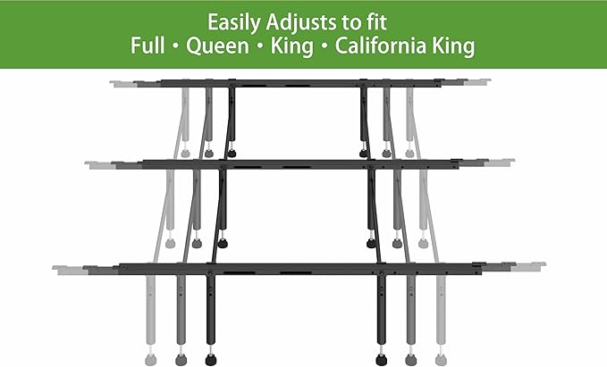 Bed Slats Center Support System - 3 Cross Rails and 6 Adjustable Legs,Replacement Support Legs for Full,Queen and King,California King Metal/Wood/Upholstered Bed