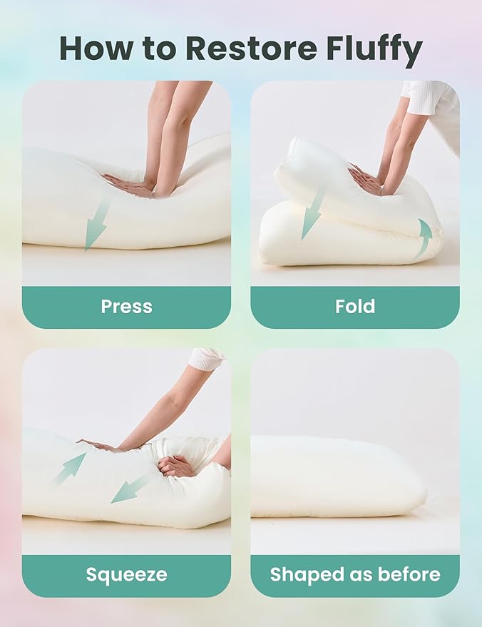 ZonLi Fluffy Body Pillow, Full Body Pillows for Adults, Long Pillow for Sleeping with Removable Cover and Adjustable Filling for Side Sleeper & Pregnancy，Large and Firm Pillow, Machine Washable
