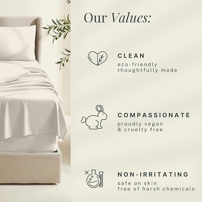 Hearth & Harbor Bed Sheets, Luxury Soft 6 Piece Bed Sheet Set Extra Deep Pocket Fitted Sheets Fits Mattress up to 21", Double Brushed Bedding Sheets & Pillowcases, Twin, Natrual Linen
