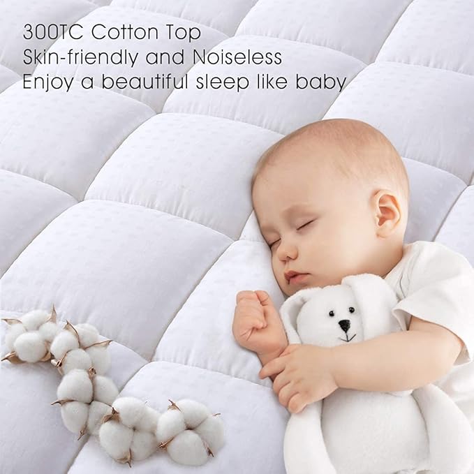 EASELAND Twin XL Mattress Pad Pillow Top Quilted Fitted Mattress Cover/Protector Extra Long Cotton Top 8-21" Deep Pocket Cooling Mattress Topper (39x80 Inches, White)
