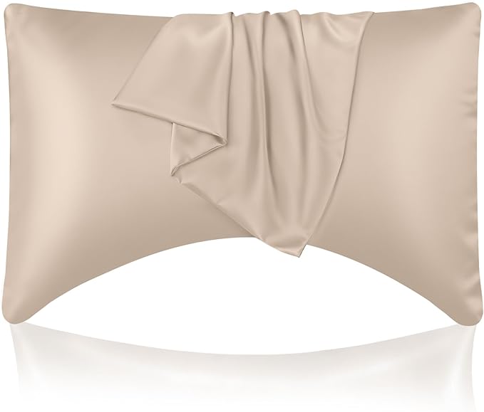 Cooling Curved Queen Pillow Case for Sider Sleeper Breathable Cool Silky Soft Pillow Cover with Zipper for Hot Sleepers,Hair and Skin Friendly,Taupe,1 Pack,20x30IN