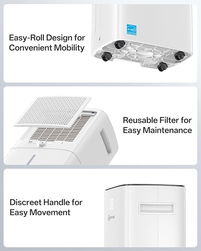 52 Pints Dehumidifier for Basement Bedroom Bathroom Large Room Home, 4500 Sq.Ft Dehumidifiers with Drain Hose, 2025 Energy Star Certificate, Humidity Control, 24H-Timer, Auto Defrost