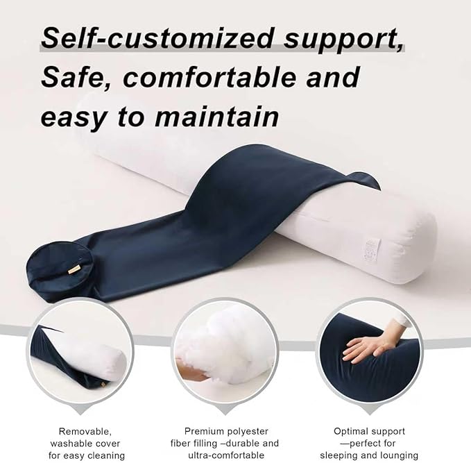 Body Pillow for Adults,Long Round Pillow,Big Cylindrical Pillow,Large Full Bolster Pillows for Side Sleepers (Teal Blue, 47.24"*7.87")