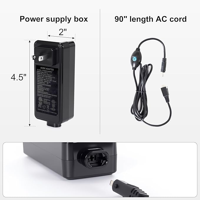 Richmat Adjustable Bed replacment Parts, Adapter with 2 Prong Plug & Female 01-Pin, 7.5 ft Power Cord with Male 01-Pin & 4 Pin