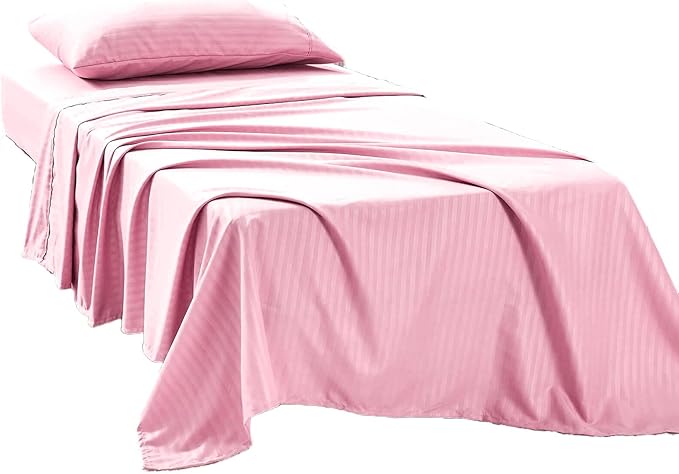 Kingnex 30x75x9 Striped 3 Piece RV Bunk Sheets Set for Narrow Twin Bed Soft Brushed 1800 Microfiber Bedding Set Includes 1 Cot Size Fitted Sheet 1 Flat Sheet 1 Pillowcase Cot Pink