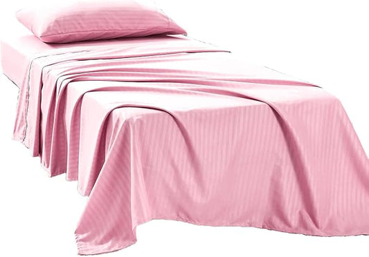 Kingnex 30x75x9 Striped 3 Piece RV Bunk Sheets Set for Narrow Twin Bed Soft Brushed 1800 Microfiber Bedding Set Includes 1 Cot Size Fitted Sheet 1 Flat Sheet 1 Pillowcase Cot Pink