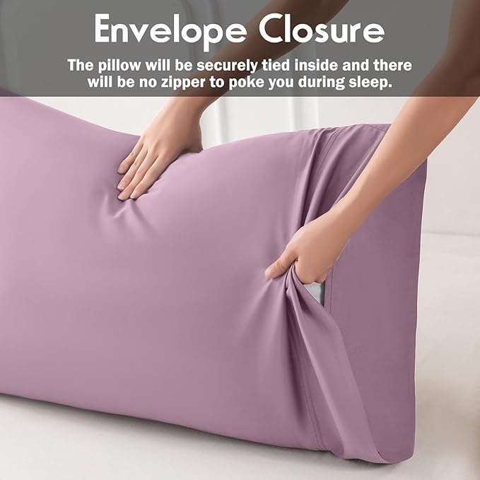 Pillowcases Standard Size 2 Pack, Cooling Viscose Pillow Cases with Envelope Closure, Cool & Breathable Pillow Cover for Hot Sleepers and Night Sweats, 20" x 26"
