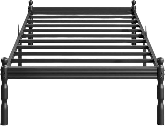 ZIYOO Twin Size Bed Frame with Mattress Slide Stopper, 18 Inches Heavy Duty Sturdy Platform with Vintage Style, Anti-Slip Design, Easy Assembly, No Box Spring Needed