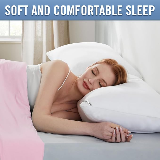 Piwaal Queen Size Pillow 4-Pack – Hotel-Style Bed Pillows for Sleeping, Down Alternative Microfiber Fill, Plush Comfort for Side, Back, and Stomach Sleepers, Set of Four