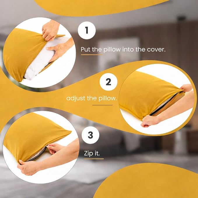 EVOLIVE Body Pillow Cover 21"x54", Ultra Soft Microfiber Pillowcase with Hidden Zipper, Breathable, Machine Washable, for Side Sleepers, Cover Only (21"x54" Body Pillow Cover, Spicy Mustard)