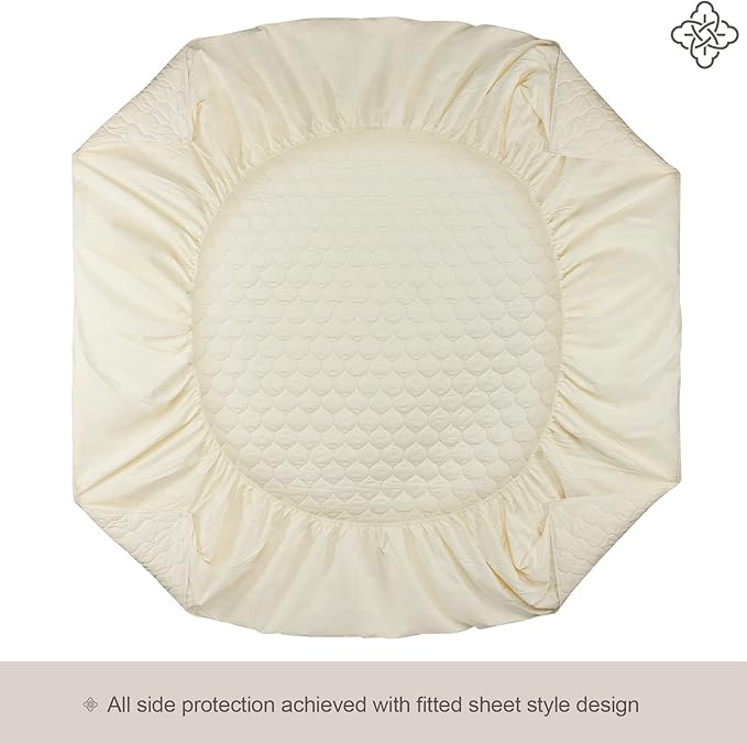 Bioweaves 100% Organic Cotton Mattress Pad Cover, GOTS Certified Cooling Quilted Fitted Mattress Topper & Protector with Soft Cotton Wadding - 20 Inch Deep Pocket, Twin XL