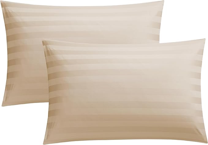 100% Cotton Classic Pillow Protectors with Invisible Zipper, 600 Thread Count Sateen Weave Soft and Breathable Pillow Cases, Protect Pillows from Dirt, Dust and Debris (Standard, 20"x26", Set of 2)