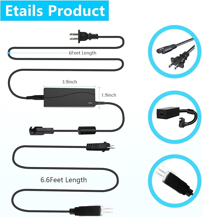 Adjustable Bed Base Power Supply Adapter Kit for Tempurpedic Ergo/Extend/Sealy Ease and Serta New Generation Electric 3 Piece Electric Bed Switching Power Adapter Replacement Parts