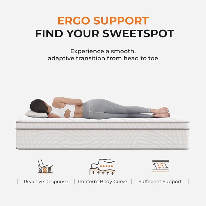Sweetnight 8 Inch Twin XL Mattress in a Box with Comfort Foam, Individually Wrapped Pocket Innerspring for Motion Isolation & Pain Relief, CertiPUR-US Certified Twin Size Mattress