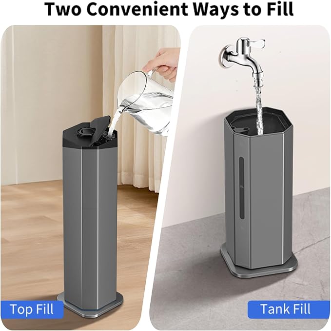 Humidifiers for Bedroom - GloryAir 2.38Gal/9L Dual Atomizers Top Fill Humidifier for Large Room 2000ft² with Auto Rotation 7-Color Light Humidistat Quiet Commercial Humidifiers for House Plants Baby