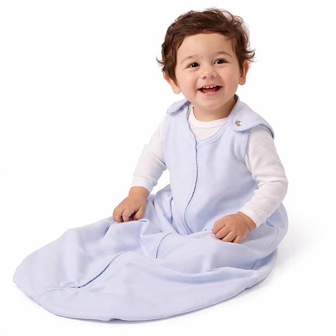 Baby Deedee Sleep Nest Lite - Baby Sleep Sack 0.6 TOG 18-36 Months, Sleeping Bag with Soft Cotton & Patented Shoulder Snaps, Toddler Wearable Blanket for Boys & Girls, Blue Stripe