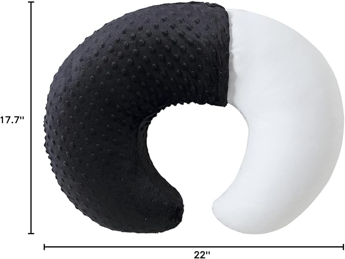 Baby Nursing Pillow and Body Positioner with Premium Slipcover for Breastfeeding for Baby Boys and Girls, Feeding Pillow with Breathable Comfortable Pillowcase (Black)