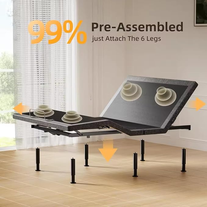 YCS yiree Massage-Enabled Model Adjustable Bed frame—Offers independent head and foot angle adjustment and massage, built-to-last, one-touch zero-gravity preset, and wireless remote control. (Twin XL)