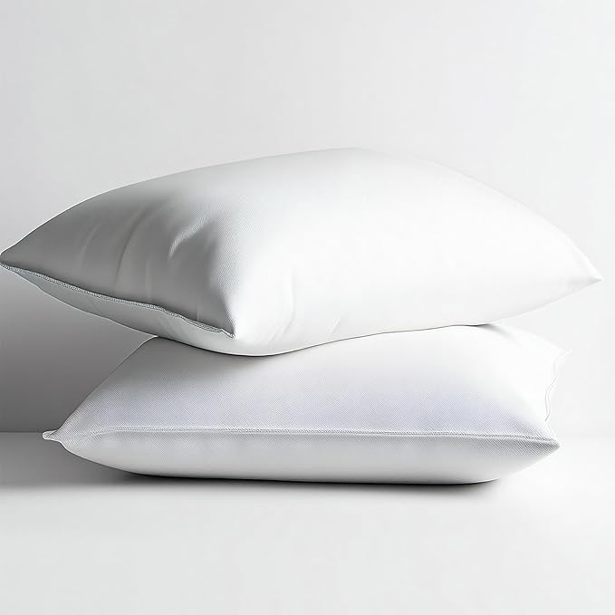 Waterproof Pillow Protectors 2 Pack King 20x38 Inches with Hidden Zipper Dust Moisture Sweat Proof Pillow Case Cover Protector Soft Comfortable White (2, King 20x38 inches )