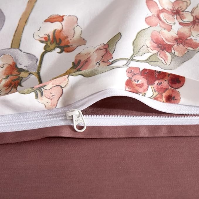 OAITE Duvet Cover Set,100% Cotton Comforter Cover with Floral Pattern Duvet Cover Set,Soft Bedding Set Includes with 3 Piece (2 Pillow Shams,1 Duvet Cover)