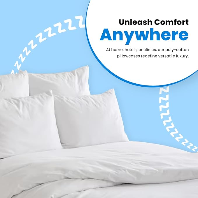 Avalon Bedding Pillow Cases Standard Size White Pillow Cases Set of 2 Cotton Blend 200 TC Soft & Breathable Perfect for Home & Hospital, Hotel Quality Queen Pillow Protectors 30x20 Inches