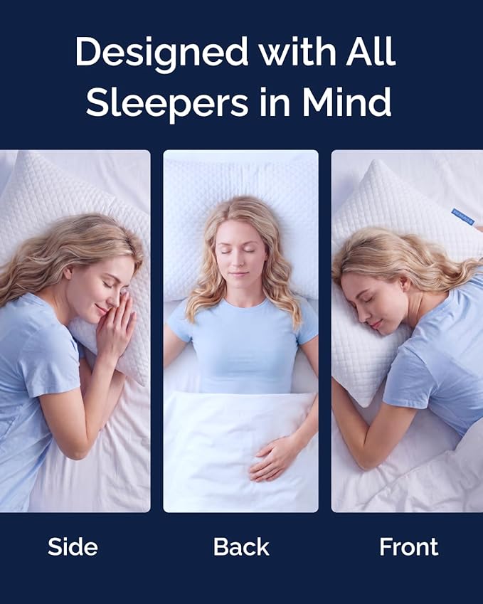 Cooling Pillow King Size Pack of 1 - Breathable Cooling Bed Pillows for Hot Sleepers - Adjustable Shredded Memory Foam - Soft or Firm, Supportive for Side, Back and Stomach Sleepers - Washable Cover