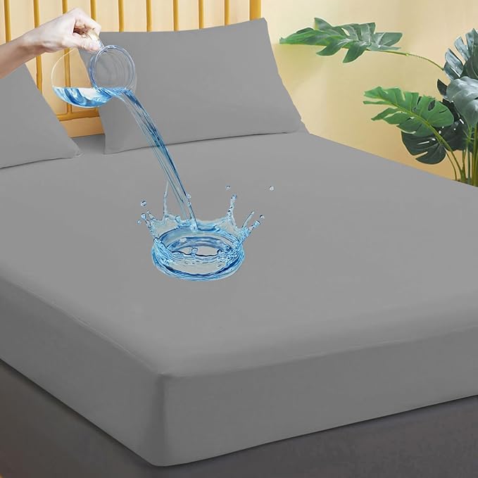 Waterproof Mattress Protector Twin XL Size, Breathable Mattress Cover, Fitted Deep Pocket Mattress Pad Cover Stretches up to 21 Inches, Soft Noiseless Bed Cover