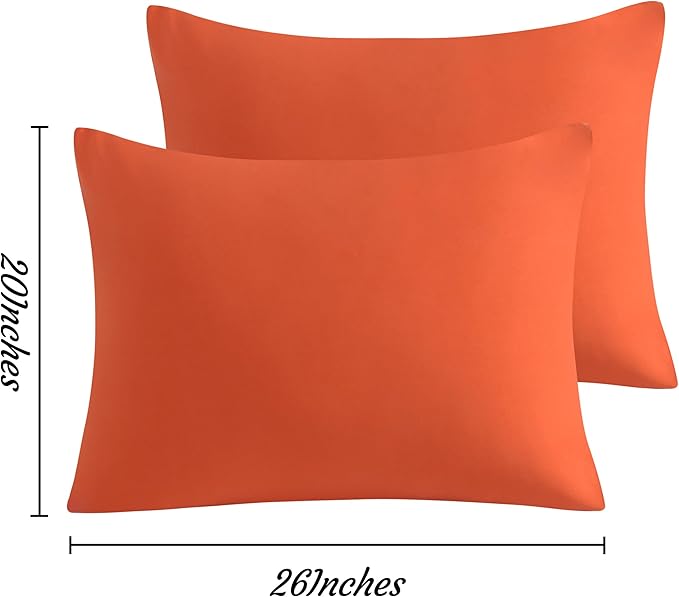 NTBAY Brunt Orange Microfiber Pillowcases, Set of 2, 20x26 Inches, Soft, Wrinkle, Fade Resistant, Machine Washable