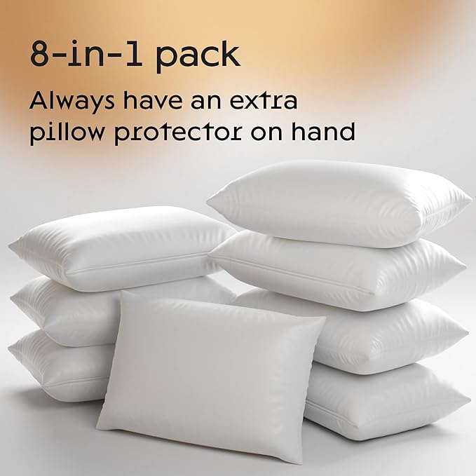 Niagara 4 Pack Standard Pillow Protectors with Zipper, Premium Cotton Sateen Blend Tight Weave Lab Tested Non Noisy Zip Covers Breathable Non Crinky (20x26 Inches)