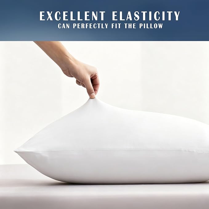 TELUS Cooling Pillowcases for Hot Sleepers King Size 2-Pack, Silky Soft Breathable Pillow Case with Envelope Close, Stay Cool Pillow Cover for Night Sweats, 20x36 Inch, White