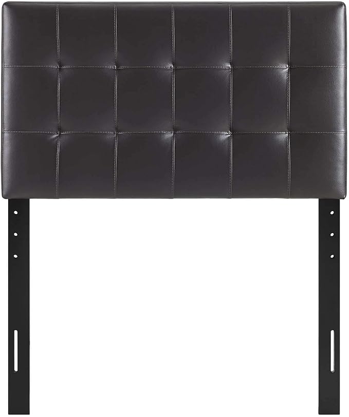 Modway Lily Tufted Faux Leather Upholstered Twin Headboard in Brown