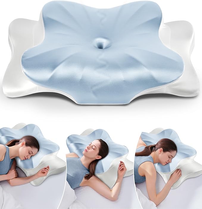 DONAMA Cervical Pillow for Neck and Shoulder Pain Relief, Cooling Contour Memory Foam Pillow, Dual-Height Ergonomic Neck Support Pillow for Side Back Stomach Sleepers with Removable Pillowcase