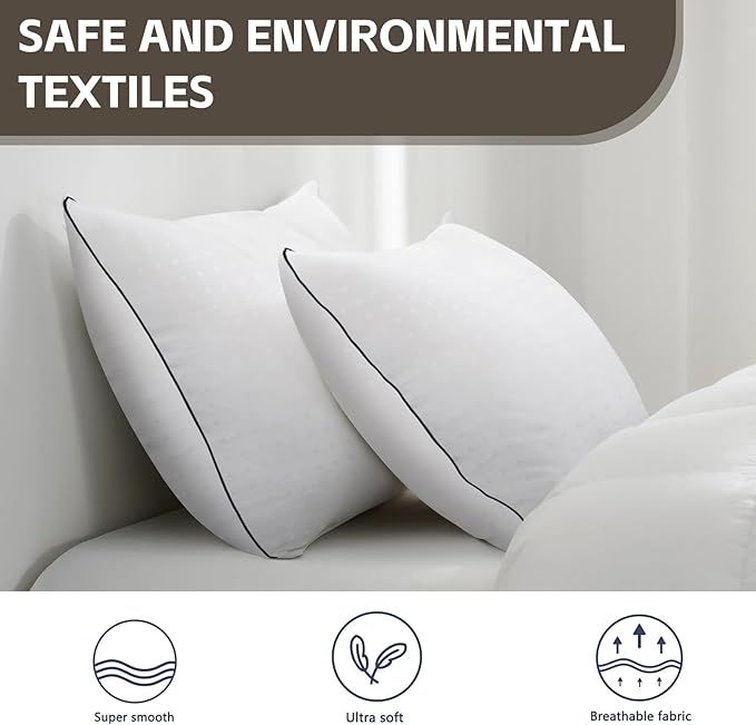 HIMOON Bed Pillows for Sleeping 4 Pack,Standard Size Cooling Pillows Set of 4,Top-end Microfiber Cover for Side Stomach Back Sleepers