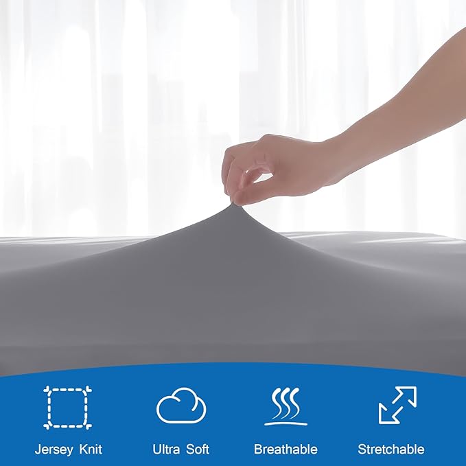 Short King RV Sheet Only, RV Short King Mattress Sheets 72" X 75" for Truck/Trailer RV, Up to 14 Inches Deep Procket, Bed Mattress Sheets Stretchable Breathable Jersey Knit Cover, Gray