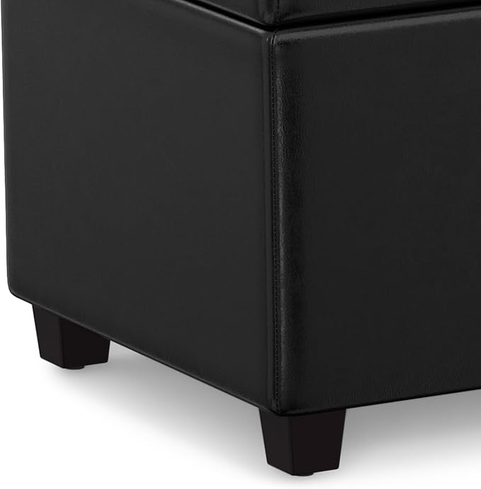 SIMPLIHOME Avalon Extra Large Storage Ottoman Bench - 54 inch Wide Upholstered Vegan Leather Rectangular Lift-Top Ottoman in Midnight Black, Contemporary Bench for Living Room with Hidden Storage