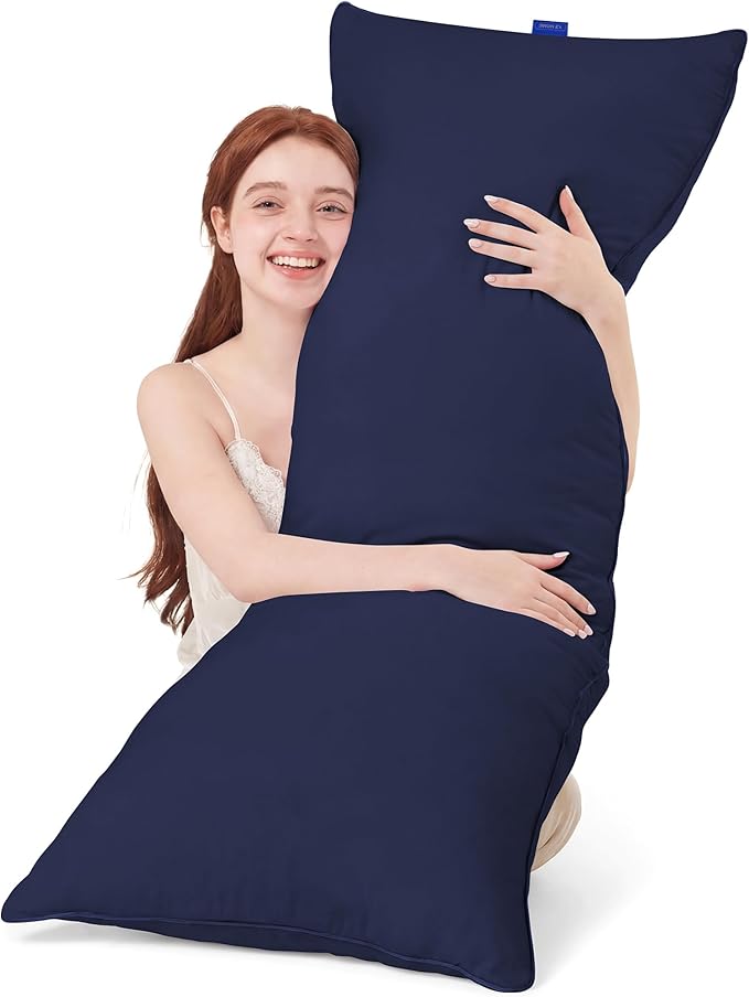 YZ HOME Memory Foam Body Pillow Insert - Full Body Pillow for Adults - Soft Large Long Bed Pillow for Side Sleeper (Navy, 20 Inchx54 Inch)