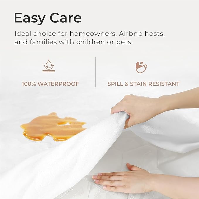 Comfort Beddings 100% Organic Cotton Mattress Protector Calking Size Mattress Cover 250GSM, Waterproof, Noiseless Fitted Bed Cover Protector with 8"-18" Deep Pocket (Black)