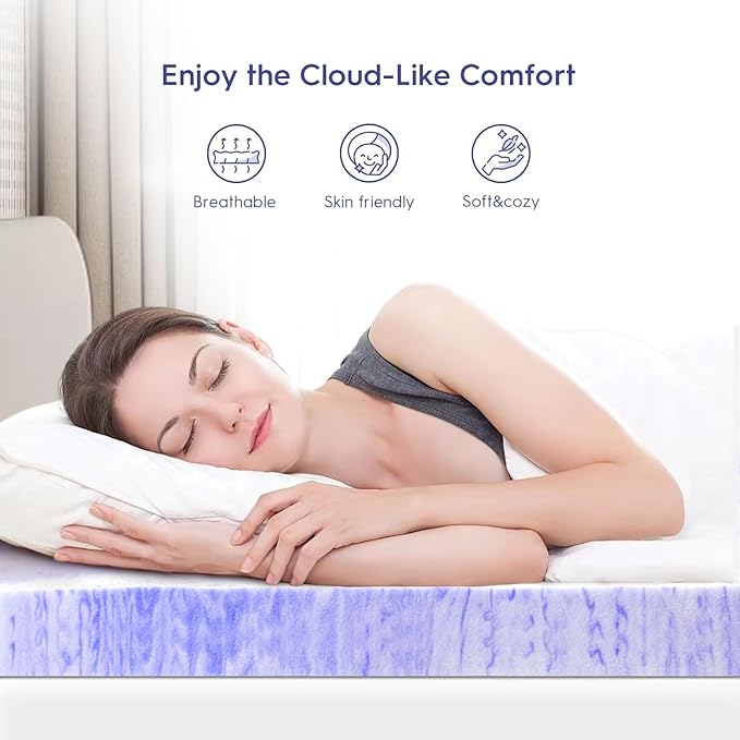 ELEMUSE 3 Inch Ventilated Design Memory Foam Twin Size Mattress Topper,Cooling Gel Infused Swirl Foam Pad for Pressure Relief Back Pain,Bed Topper for Body Support, CertiPUR-US Certified
