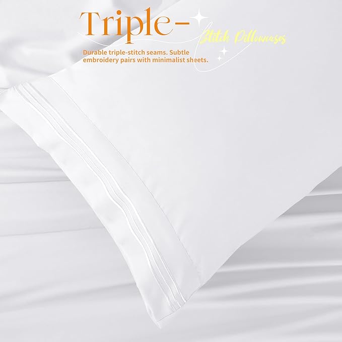 Manyshofu 4 Piece Split Head California King Sheets Sets for Adjustable Bed Sheet, Flex Head Split Top Cal King Sheets White Sheet Set - 1800 Thread Count Bedding Set with 14-16 Inch Deep Pockets