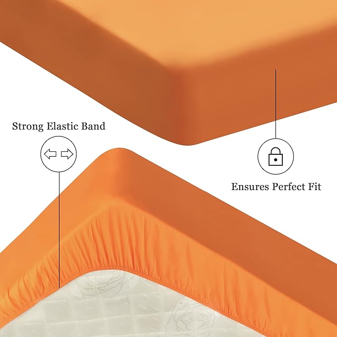 Sufdari Cal King Mattress Protector,Waterproof Mattress Protector,Fitted Sheet Style Mattress Cover with 18" Deep Pocket,Washable and Comfortable-Orange,California King