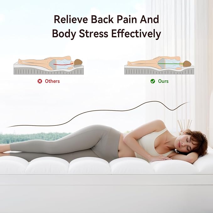 ABENE Queen Size Mattress Topper for Back Pain Relief, Extra Thick Mattress Pad Pillowtop, Soft Plush Mattress Cover Bed Topper with Deep Pocket, Overfilled Down Alternative Filling, White