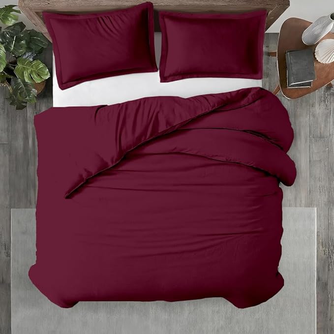 Kotton Culture 1 Pc Duvet Cover King Size-100% Egyptian Cotton 600 Thread Count Ultra Soft Premium Durable Comforter Cover Zipper Closure & Corner Ties - (Red Burgundy, 104" X 94")