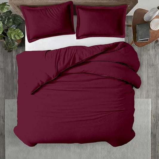 Kotton Culture 1 Pc 120" x 98" Duvet Cover Oversized King 100% Egyptian Cotton - 600 Thread Count Comforter Cover, Zipper Closure & Corner Ties - Fits Large King Inserts - Red Burgundy